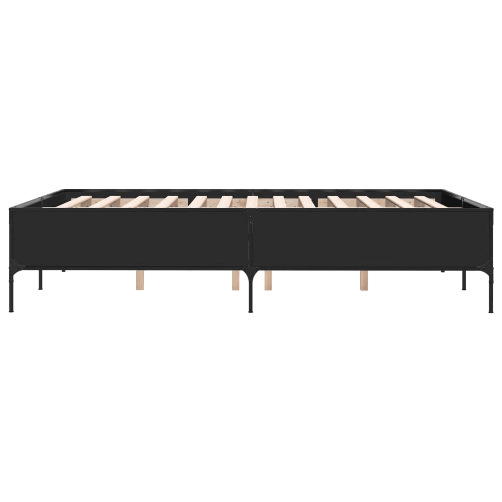 Okvir za krevet crni 140x190 cm konstruirano drvo i metal