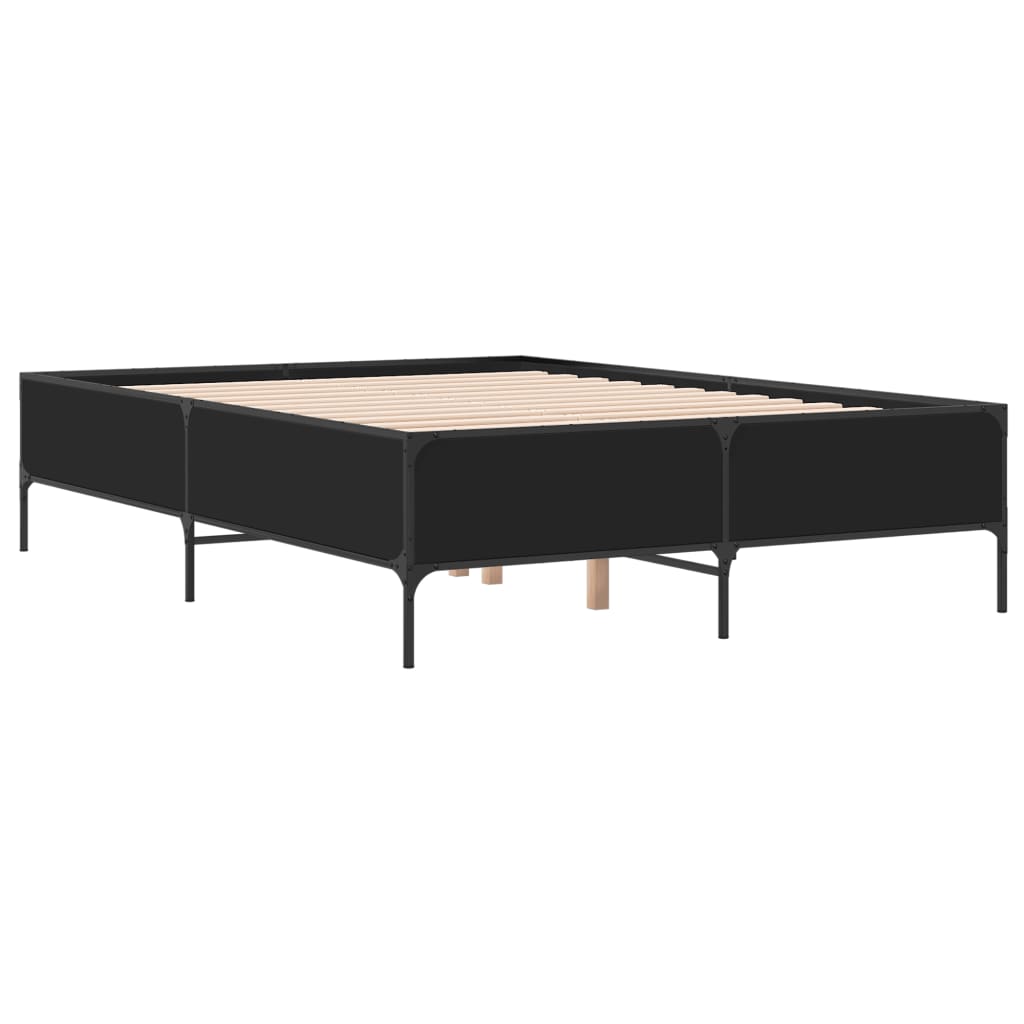 Okvir za krevet crni 140x190 cm konstruirano drvo i metal