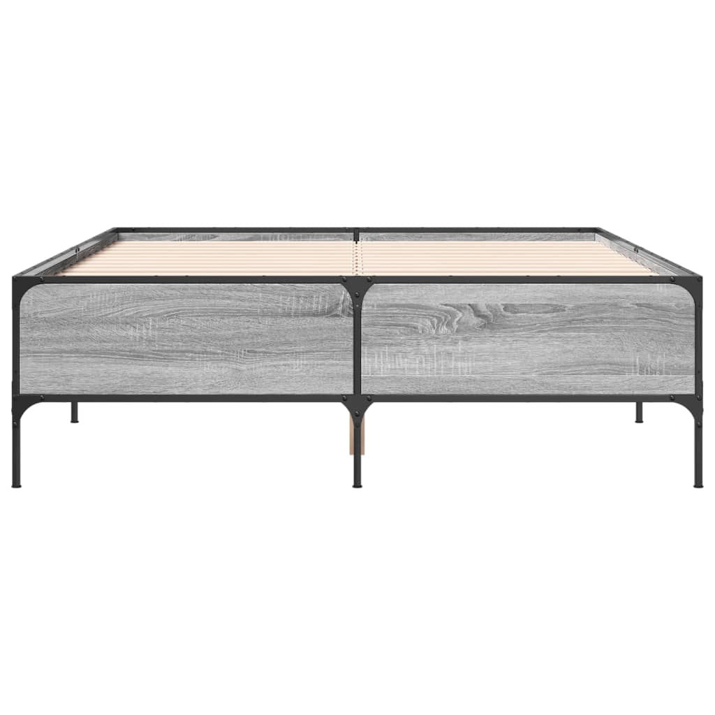 Okvir za krevet boja hrasta 140x190cm konstruirano drvo i metal