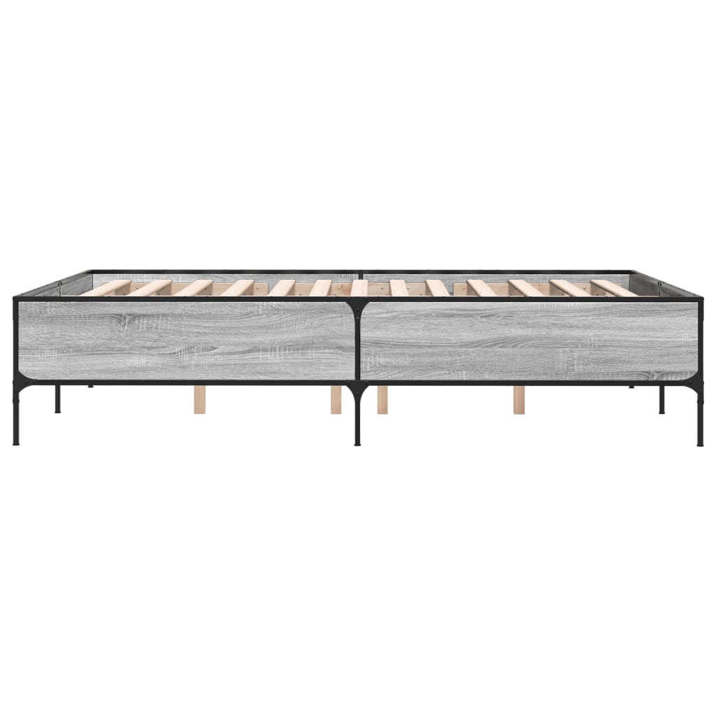 Okvir za krevet boja hrasta 140x190cm konstruirano drvo i metal
