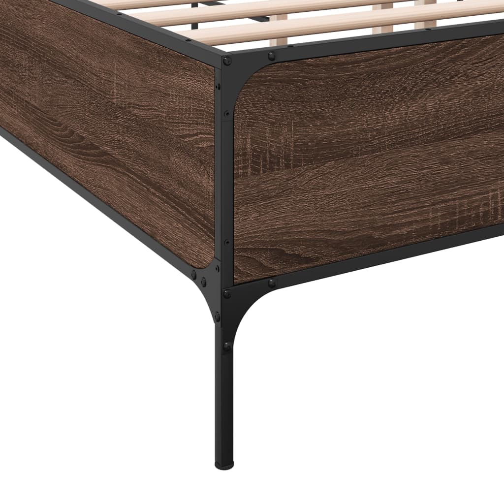 Okvir za krevet smeđi hrast 140x190cm konstruirano drvo i metal