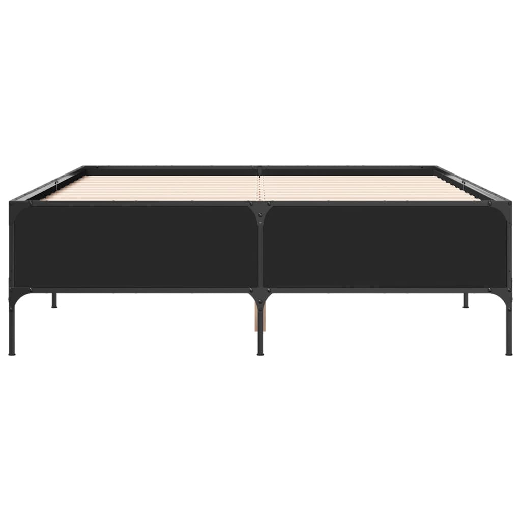Okvir za krevet crni 135x190 cm konstruirano drvo i metal