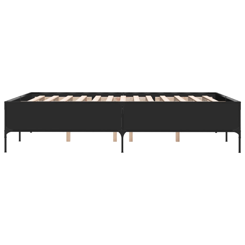Okvir za krevet crni 135x190 cm konstruirano drvo i metal