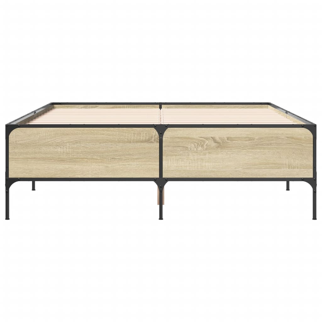 Okvir za krevet boja hrasta 135x190cm konstruirano drvo i metal