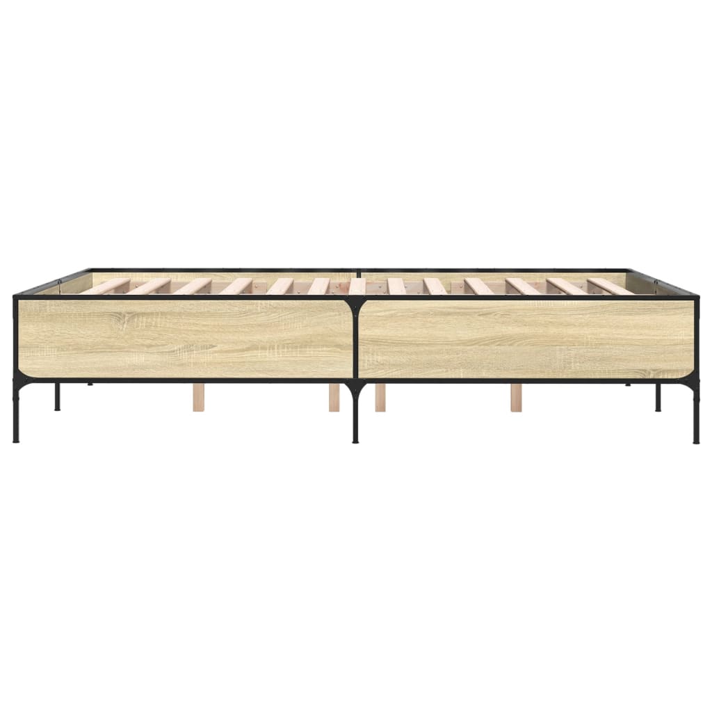 Okvir za krevet boja hrasta 135x190cm konstruirano drvo i metal