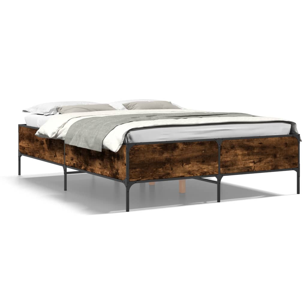 Okvir za krevet boja hrasta 135x190cm konstruirano drvo i metal