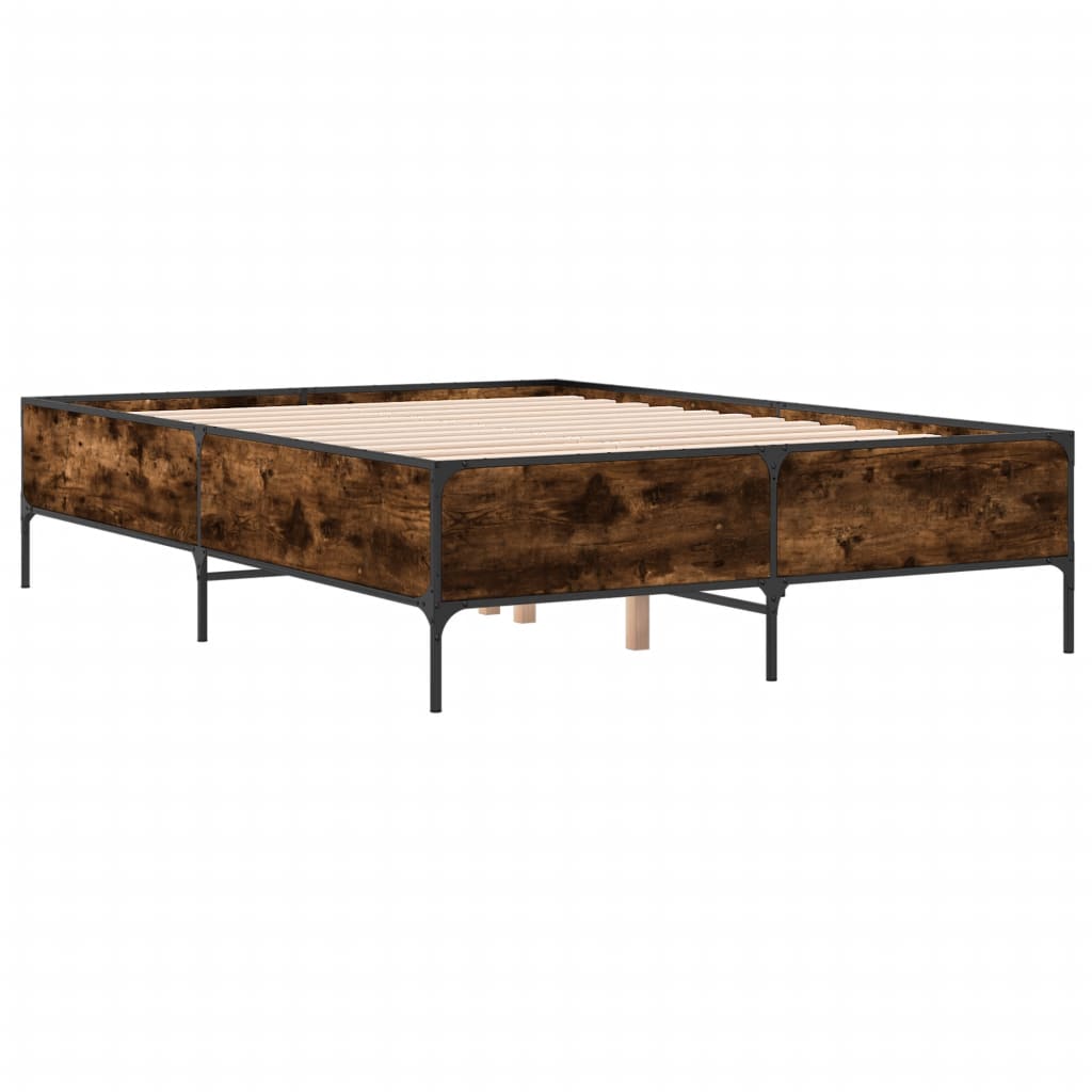 Okvir za krevet boja hrasta 135x190cm konstruirano drvo i metal