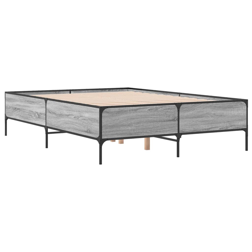 Okvir kreveta boja hrasta 135x190cm konstruirano drvo i metal