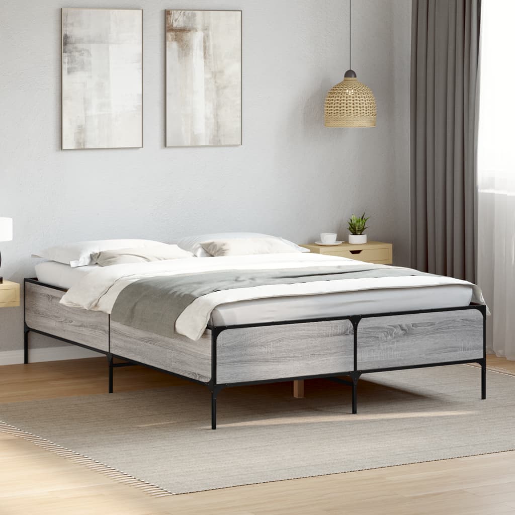 Okvir kreveta boja hrasta 135x190cm konstruirano drvo i metal