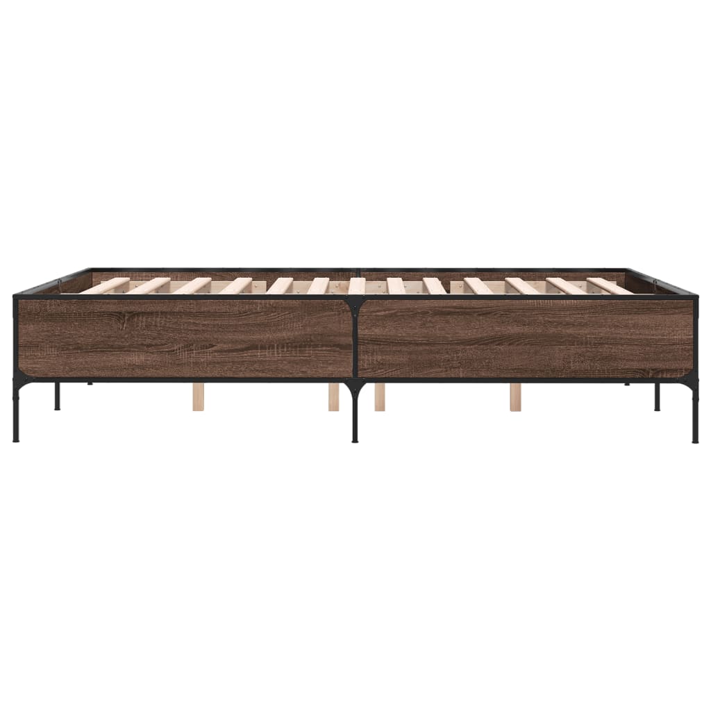 Okvir za krevet smeđi hrast 135x190cm konstruirano drvo i metal