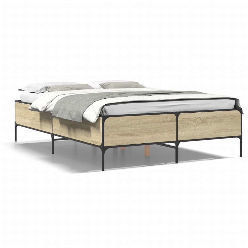 Okvir za krevet boja hrasta 120x190cm konstruirano drvo i metal