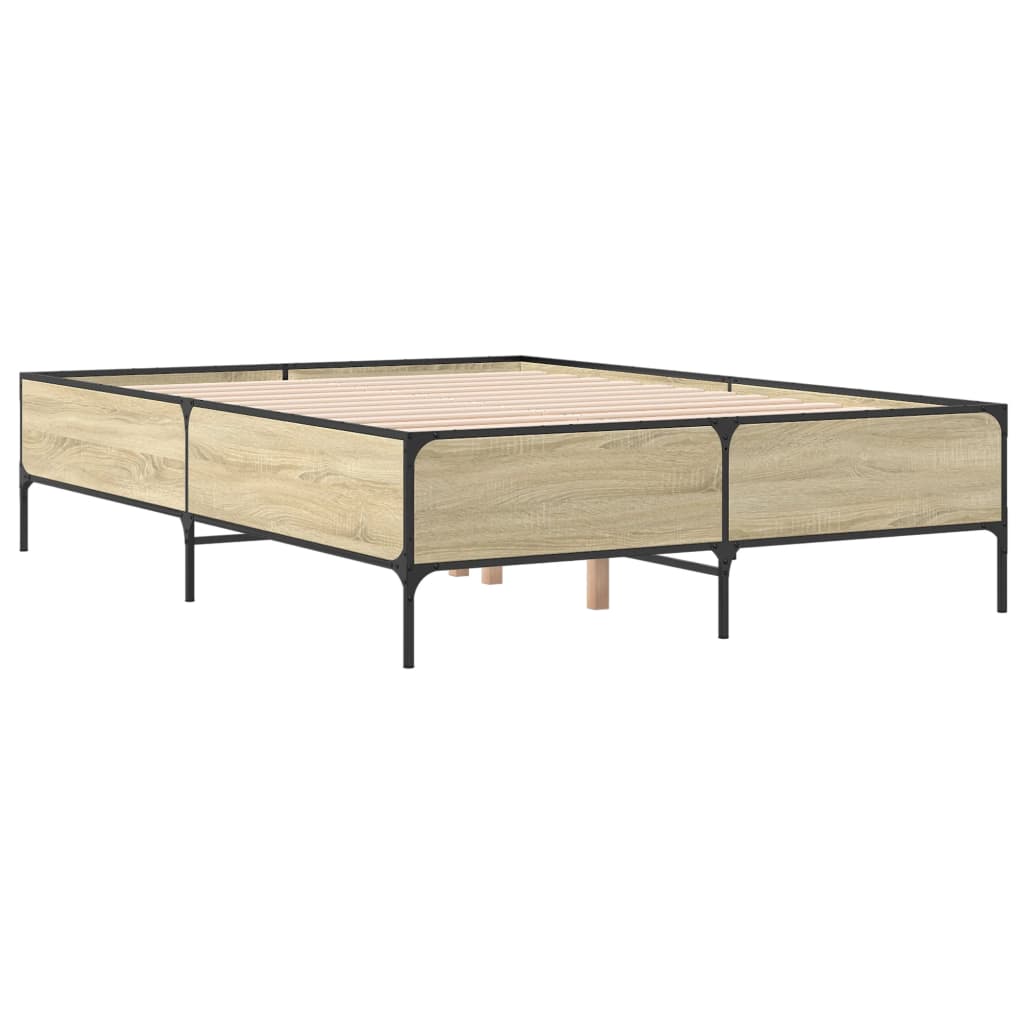 Okvir za krevet boja hrasta 120x190cm konstruirano drvo i metal
