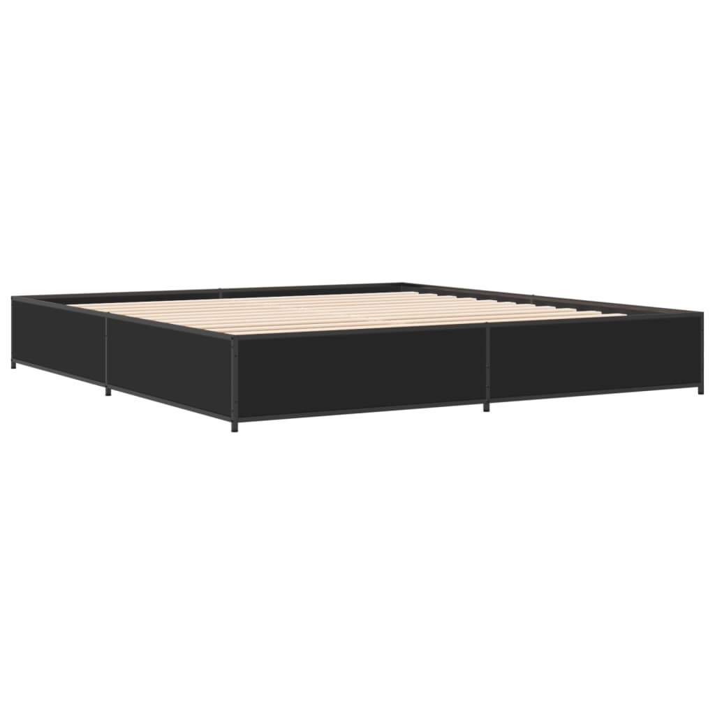 Okvir za krevet crni 200 x 200 cm konstruirano drvo i metal