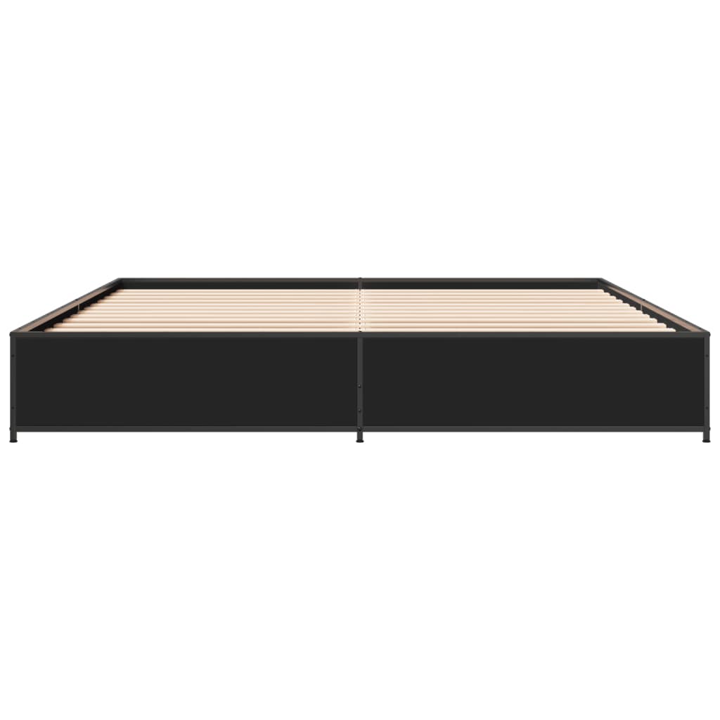 Okvir za krevet crni 200 x 200 cm konstruirano drvo i metal
