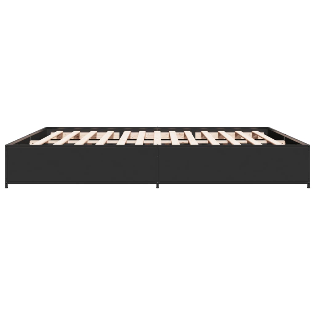 Okvir za krevet crni 200 x 200 cm konstruirano drvo i metal
