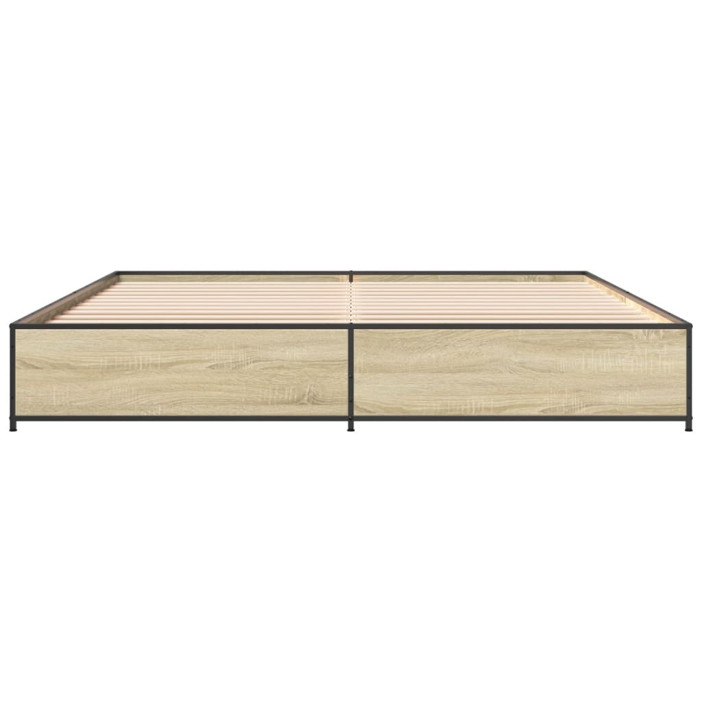 Okvir za krevet boja hrasta 200x200cm konstruirano drvo i metal