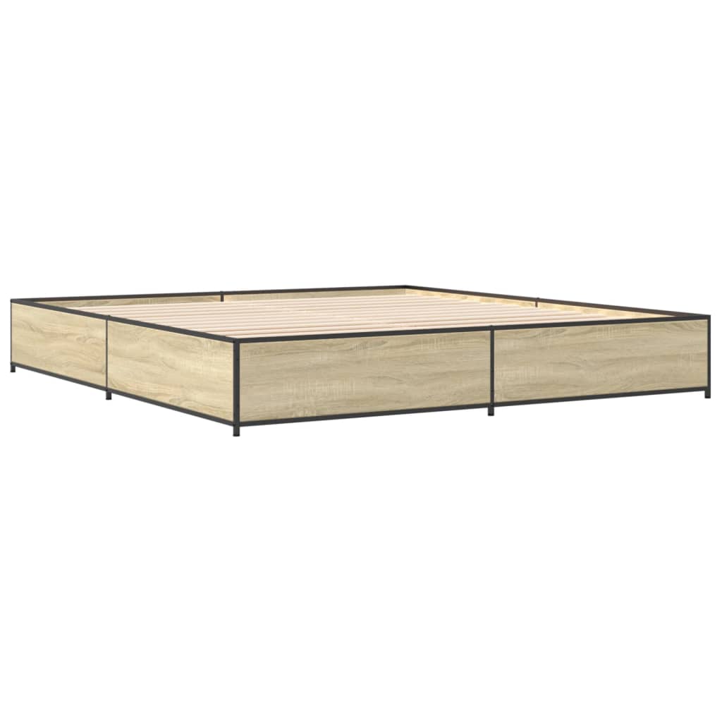 Okvir za krevet boja hrasta 200x200cm konstruirano drvo i metal