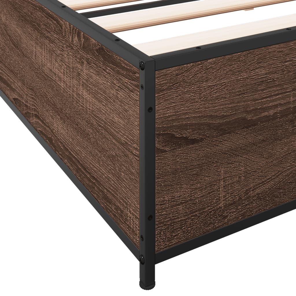 Okvir za krevet smeđi hrast 200x200cm konstruirano drvo i metal