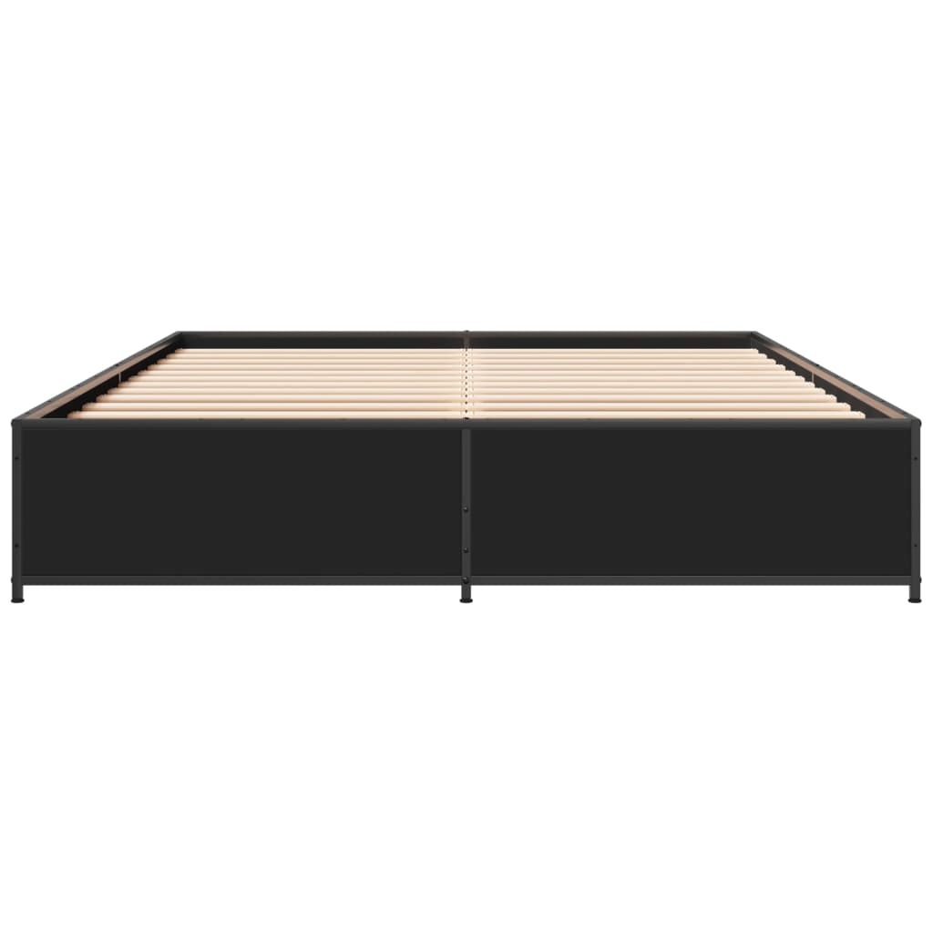 Okvir za krevet crni 150x200 cm konstruirano drvo i metal