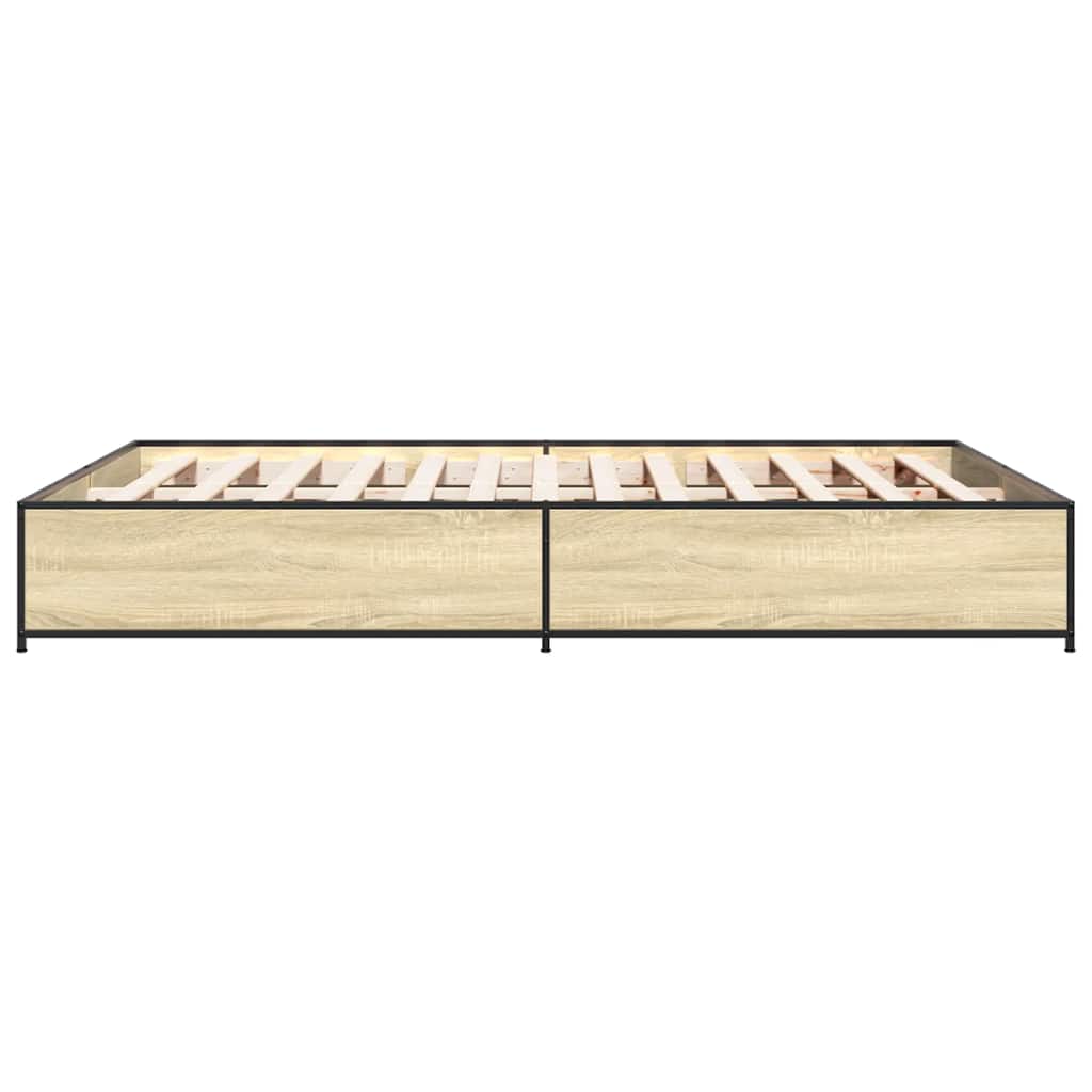 Okvir za krevet boja hrasta 150x200cm konstruirano drvo i metal