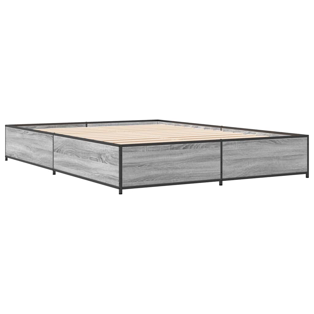 Okvir za krevet boja hrasta 150x200cm konstruirano drvo i metal