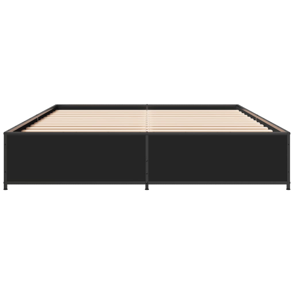 Okvir kreveta crni 140 x 200 cm od konstruiranog drva i metala