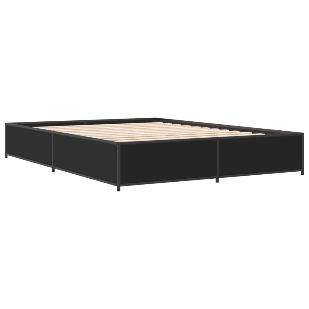 Okvir kreveta crni 120 x 200 cm od konstruiranog drvo i metal