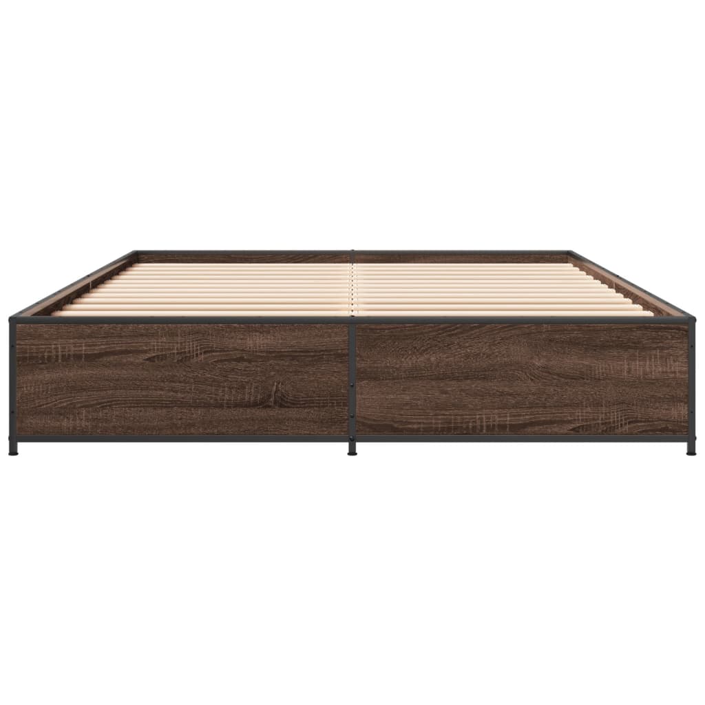 Okvir za krevet smeđi hrast 140x190cm konstruirano drvo i metal