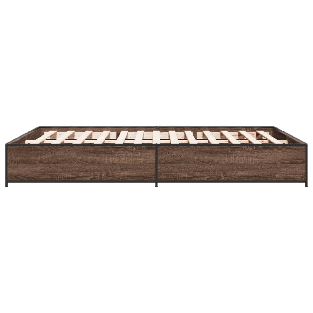 Okvir za krevet smeđi hrast 140x190cm konstruirano drvo i metal