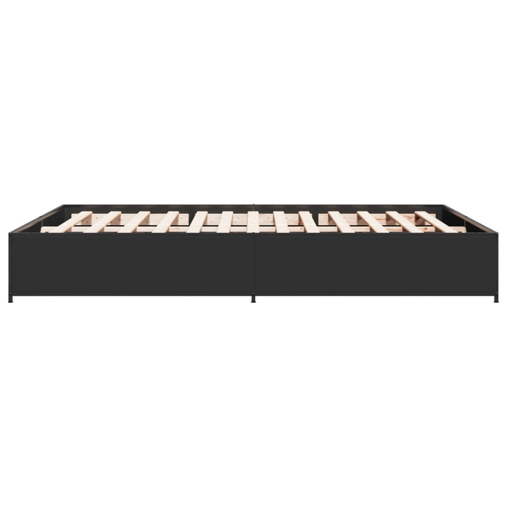 Okvir za krevet crni 135x190 cm konstruirano drvo i metal