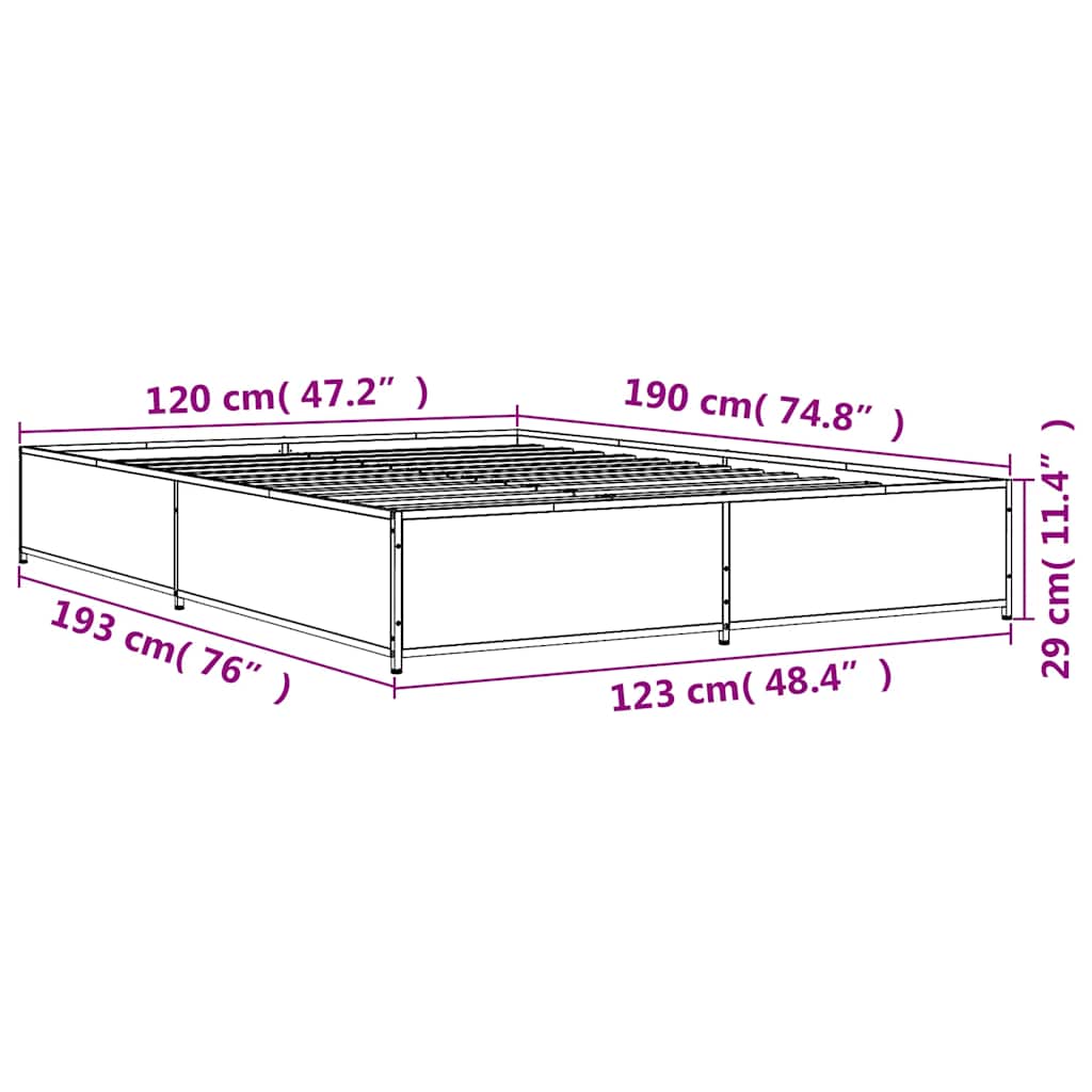 Okvir za krevet crni 120x190 cm konstruirano drvo i metal