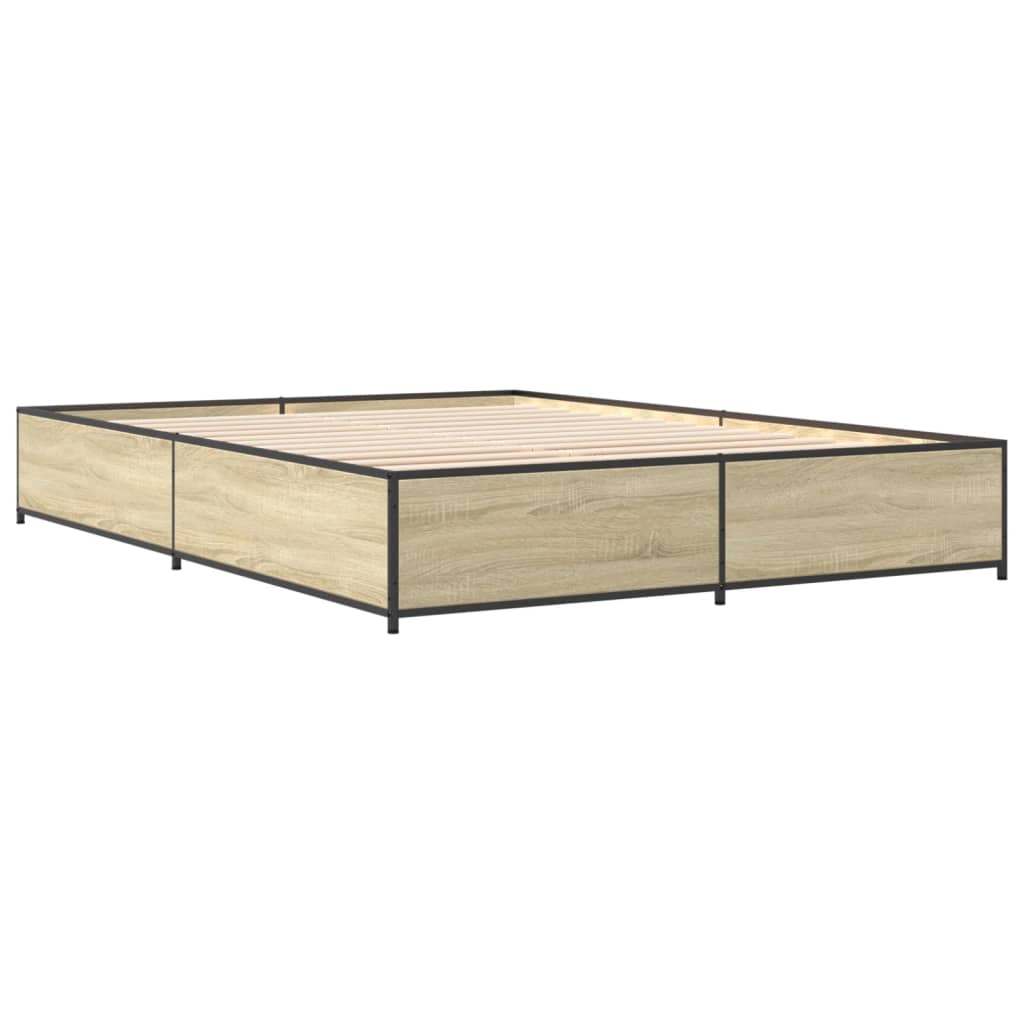 Okvir za krevet boja hrasta 120x190cm konstruirano drvo i metal