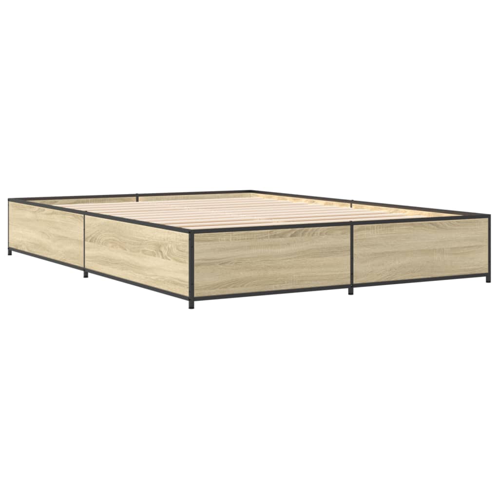 Okvir za krevet boja hrasta 120x190cm konstruirano drvo i metal