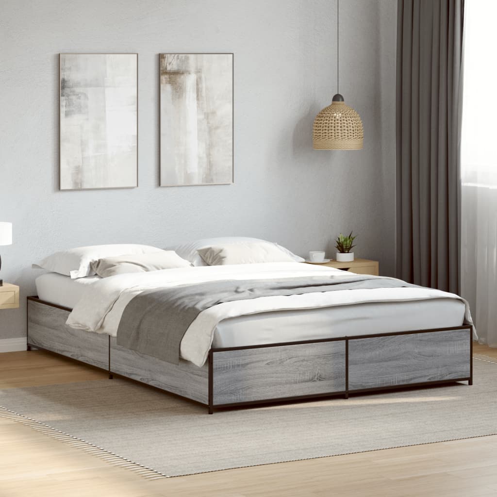 Okvir za krevet boja hrasta 120x190cm konstruirano drvo i metal