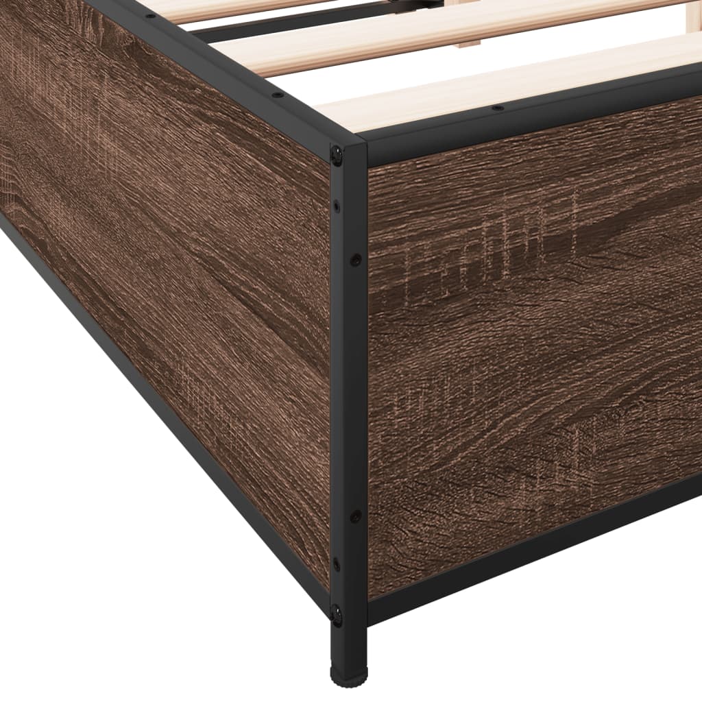 Okvir za krevet smeđi hrast 120x190cm konstruirano drvo i metal