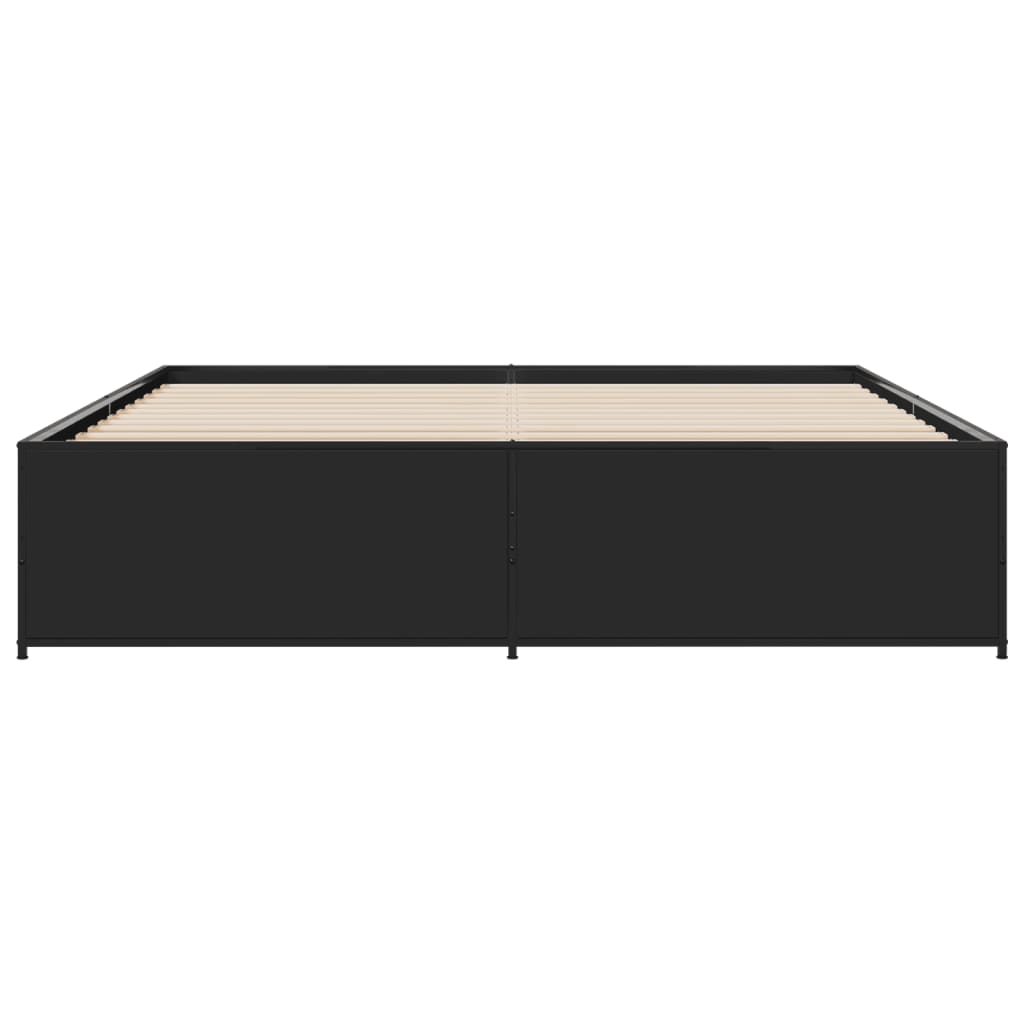 Okvir za krevet crni 200 x 200 cm konstruirano drvo i metal