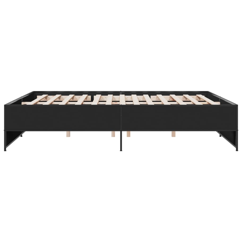 Okvir za krevet crni 200 x 200 cm konstruirano drvo i metal