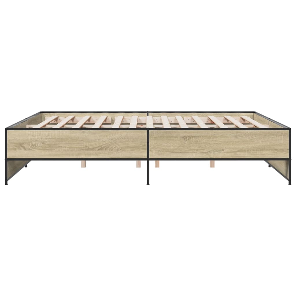 Okvir za krevet boja hrasta 200x200cm konstruirano drvo i metal
