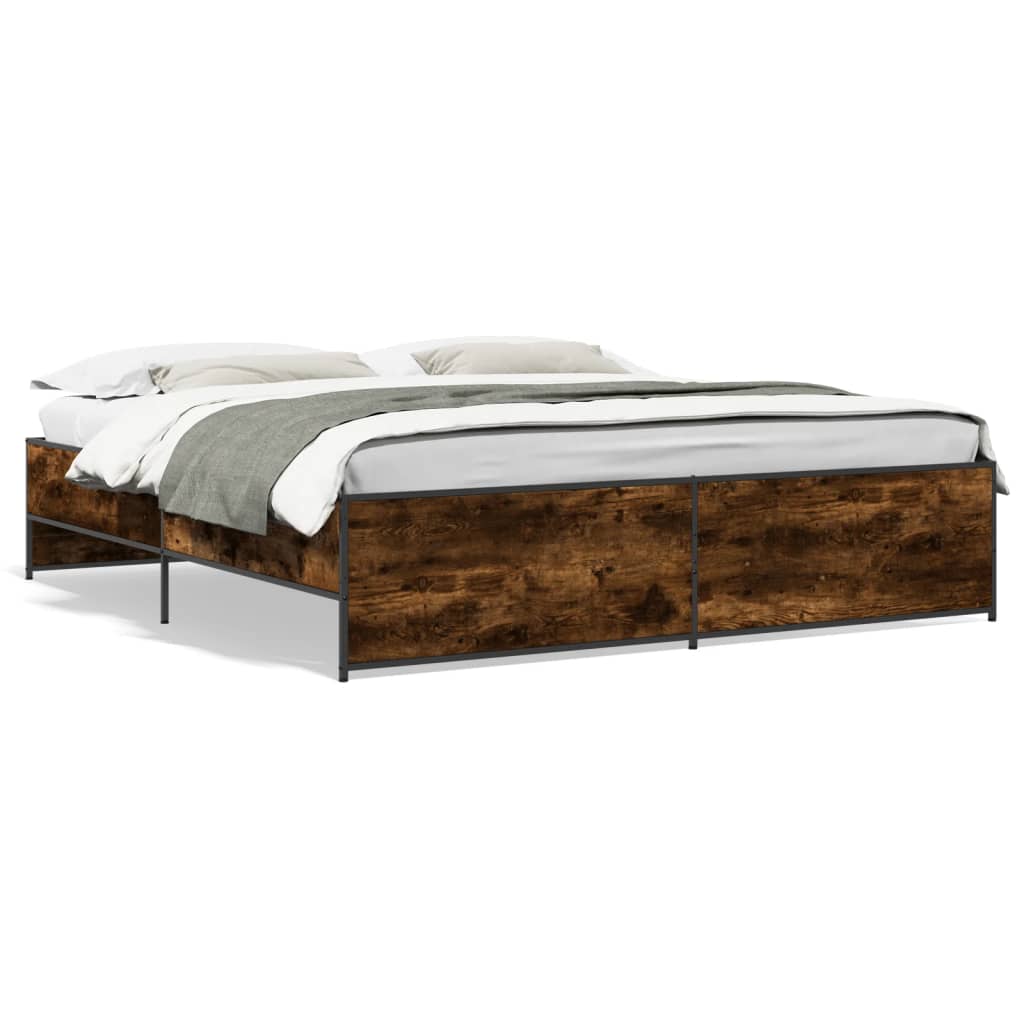 Okvir za krevet boja hrasta 200x200cm konstruirano drvo i metal