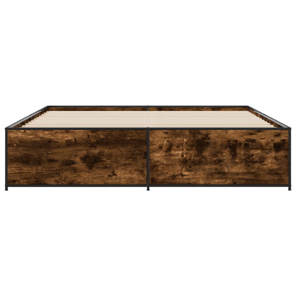 Okvir za krevet boja hrasta 200x200cm konstruirano drvo i metal