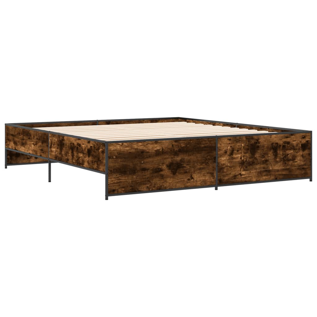 Okvir za krevet boja hrasta 200x200cm konstruirano drvo i metal
