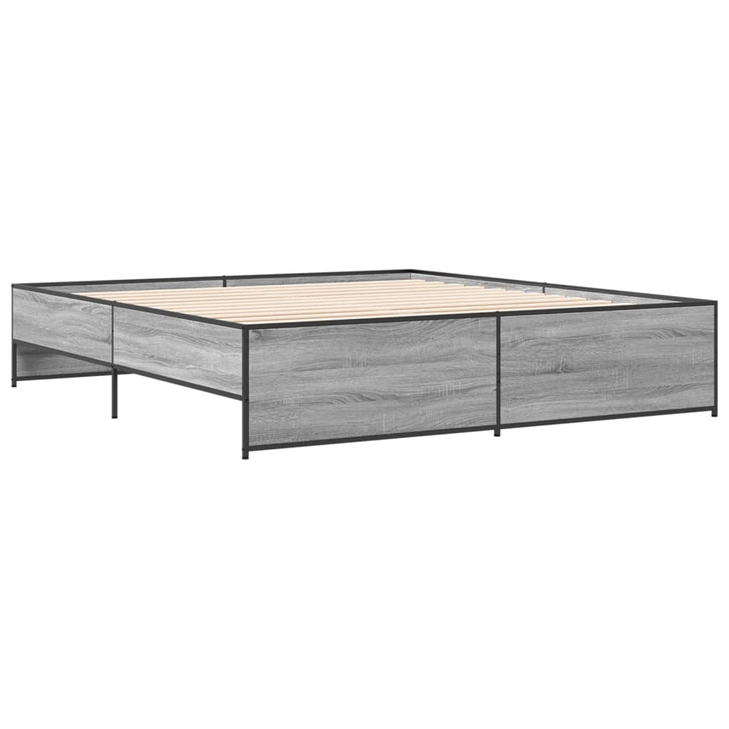 Okvir za krevet boja hrasta 200x200cm konstruirano drvo i metal