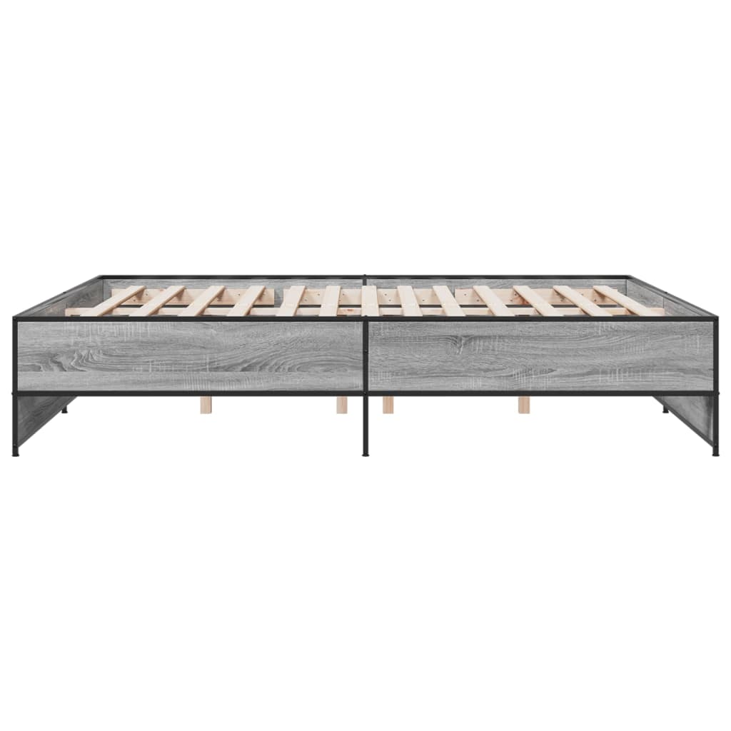 Okvir za krevet boja hrasta 200x200cm konstruirano drvo i metal