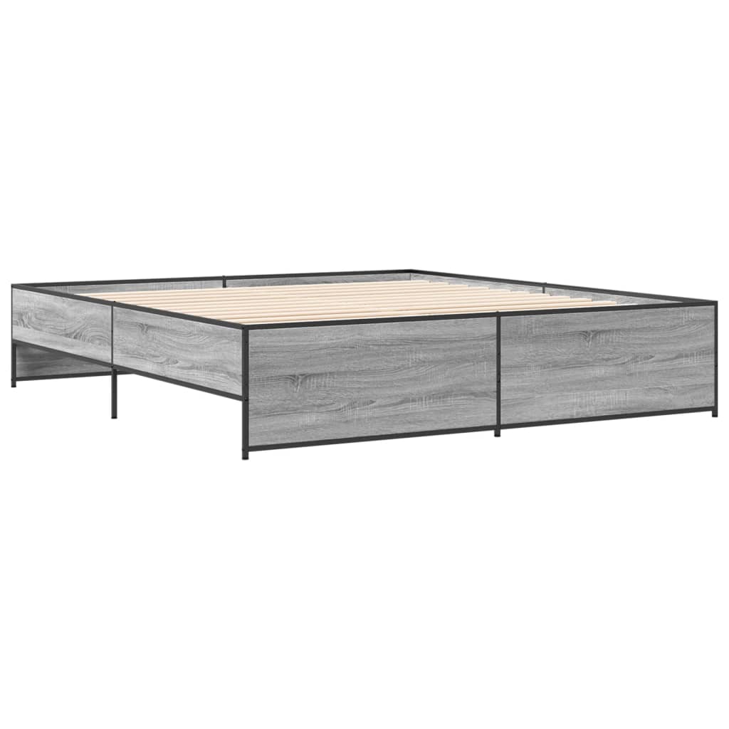 Okvir za krevet boja hrasta 200x200cm konstruirano drvo i metal