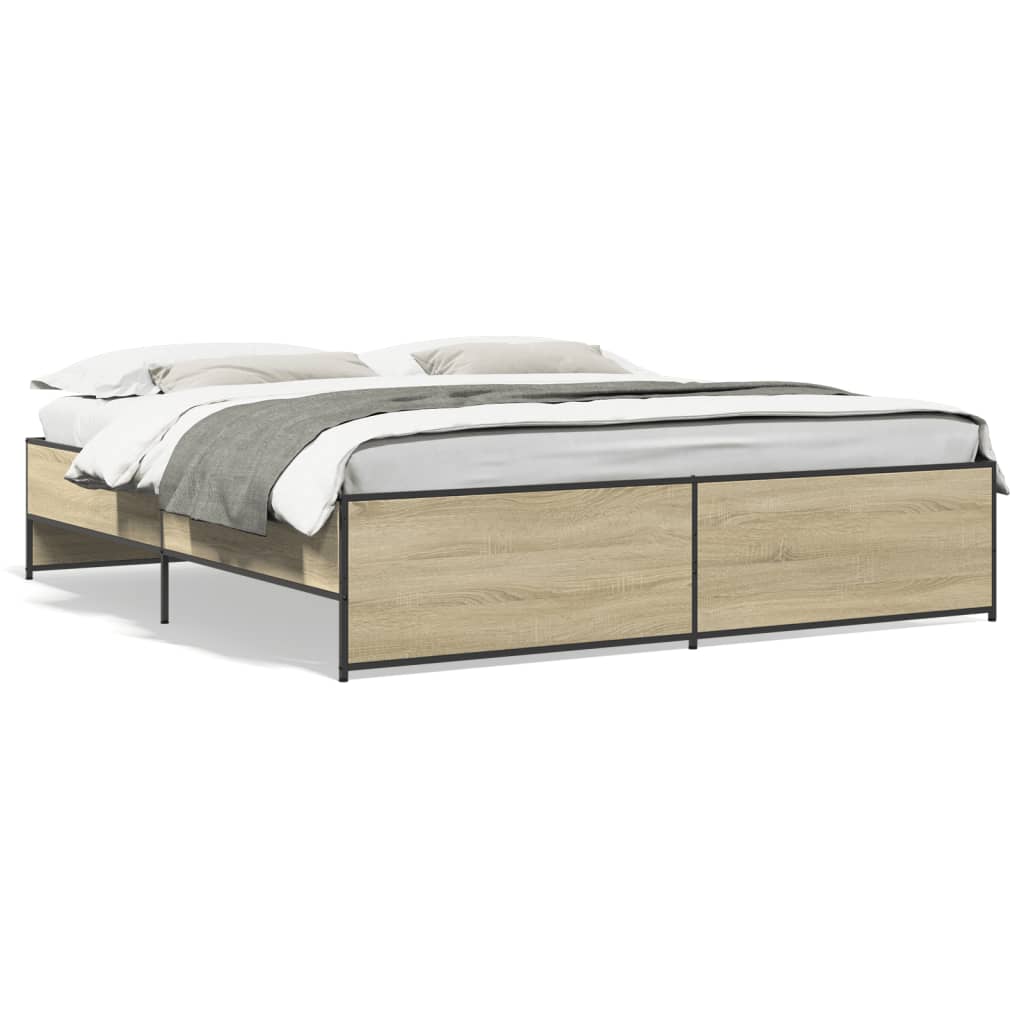 Okvir za krevet boja hrasta 180x200cm konstruirano drvo i metal