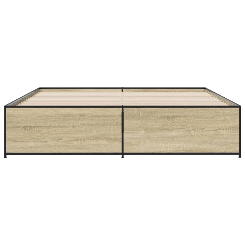 Okvir za krevet boja hrasta 180x200cm konstruirano drvo i metal
