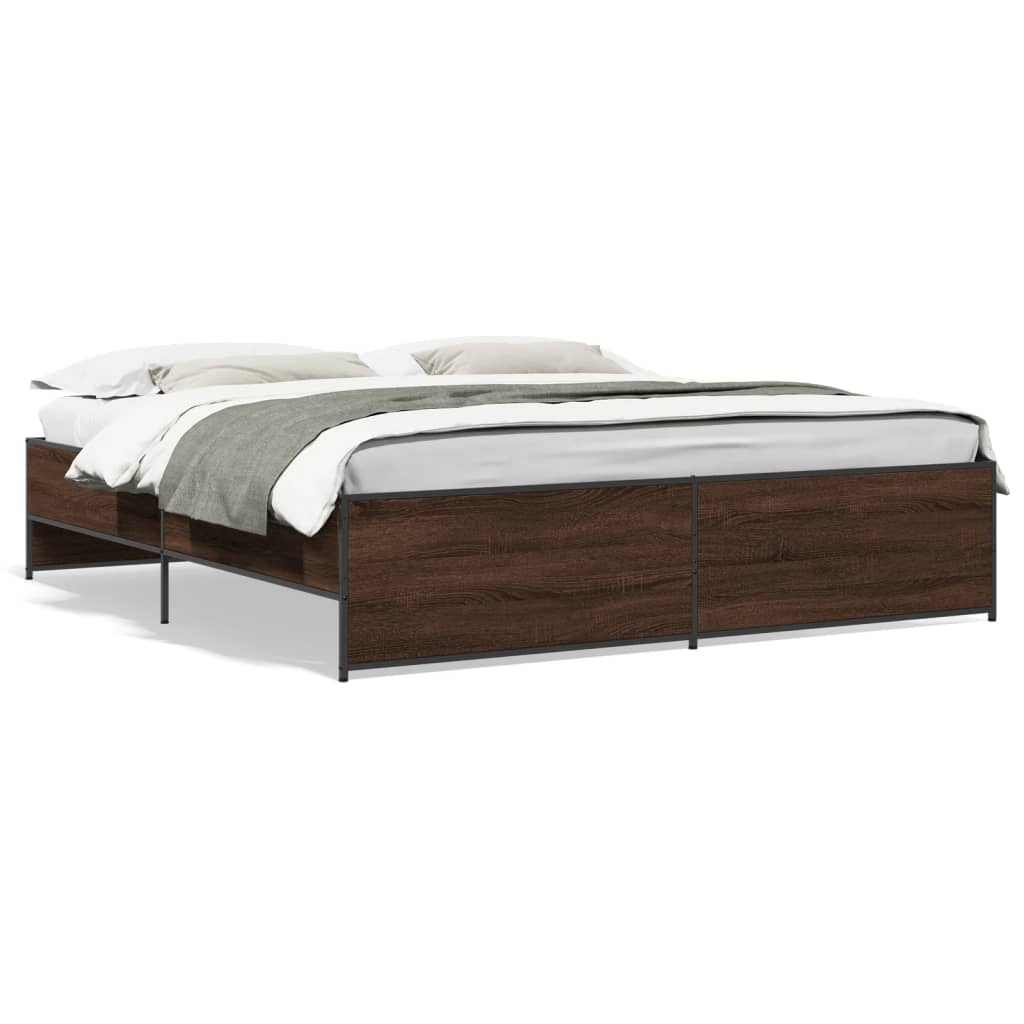 Okvir za krevet boja hrasta 180x200cm konstruirano drvo i metal