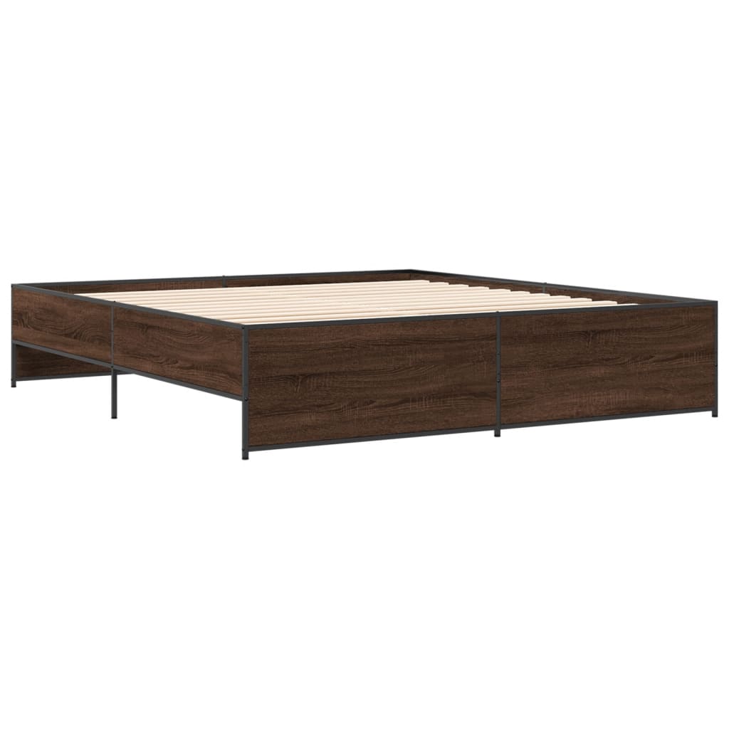 Okvir za krevet boja hrasta 180x200cm konstruirano drvo i metal