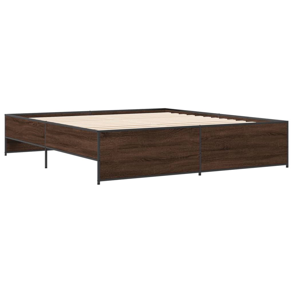 Okvir za krevet boja hrasta 180x200cm konstruirano drvo i metal