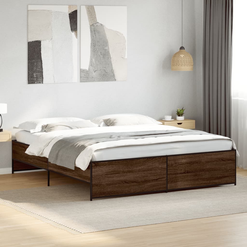 Okvir za krevet boja hrasta 180x200cm konstruirano drvo i metal